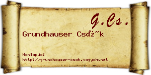 Grundhauser Csák névjegykártya